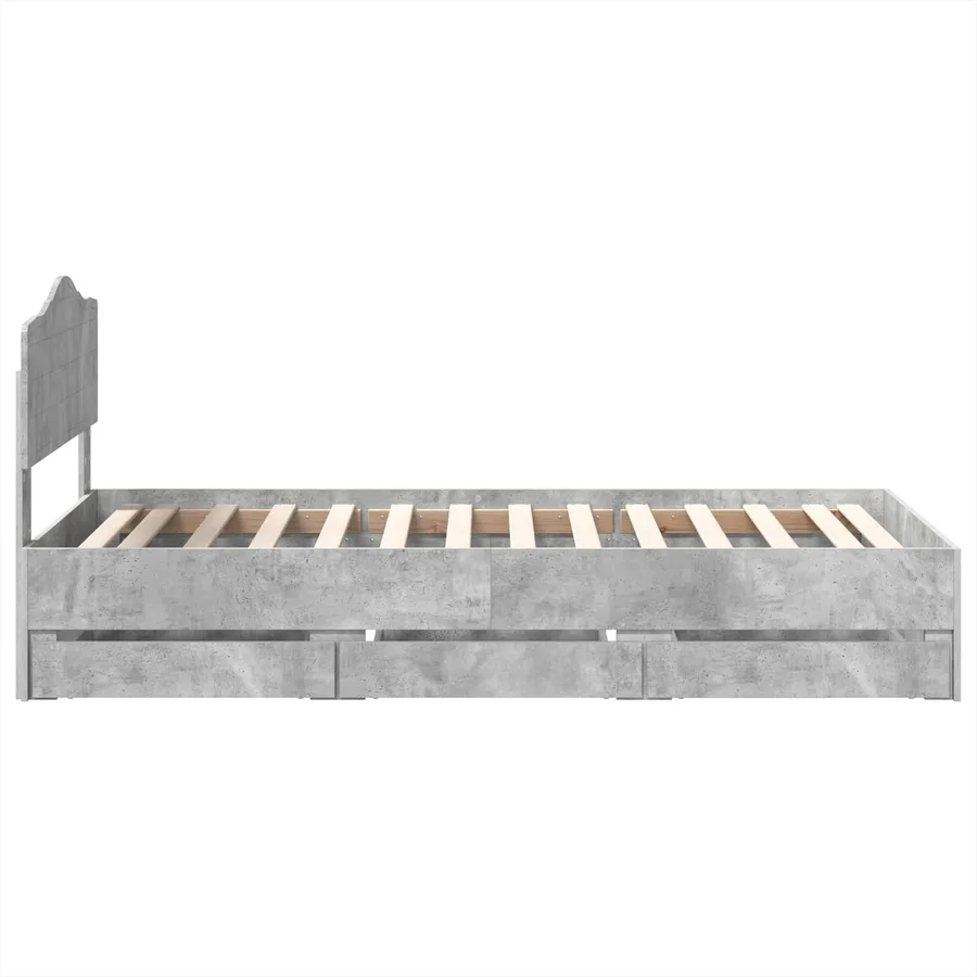 Cadre de lit avec tiroir Gris béton 90 x 200 cm Bois Ingénierie - 9