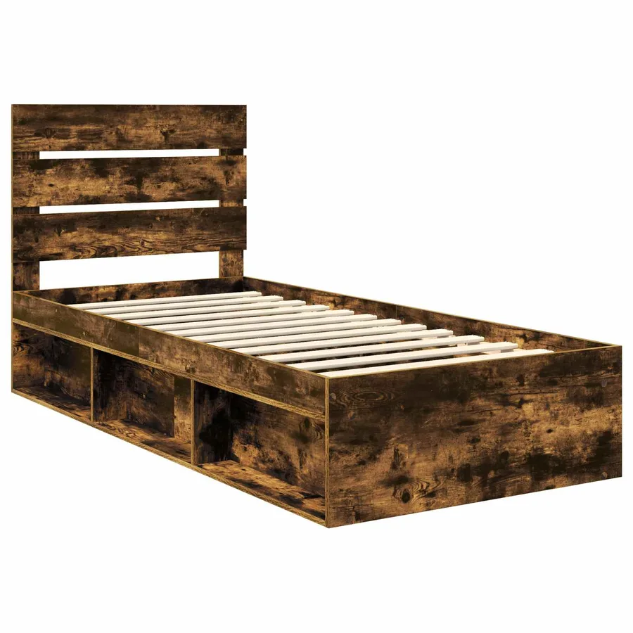 Cadre de lit Chêne fumé 90 x 190 cm Bois de pin massif - 4