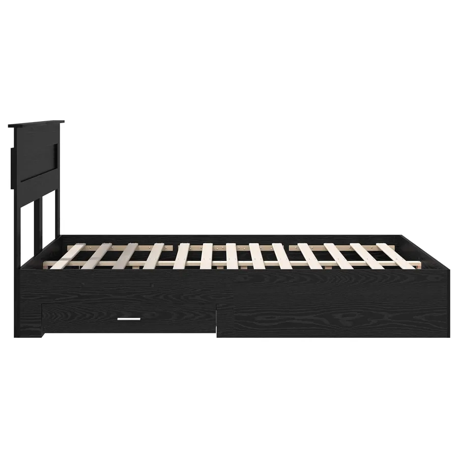 Cadre de lit Chêne noir 160 x 200 cm Bois d'ingénierie - 9