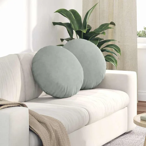 Coussins de siège 2 pcs Gris clair Ø50 x 19 cm Velours