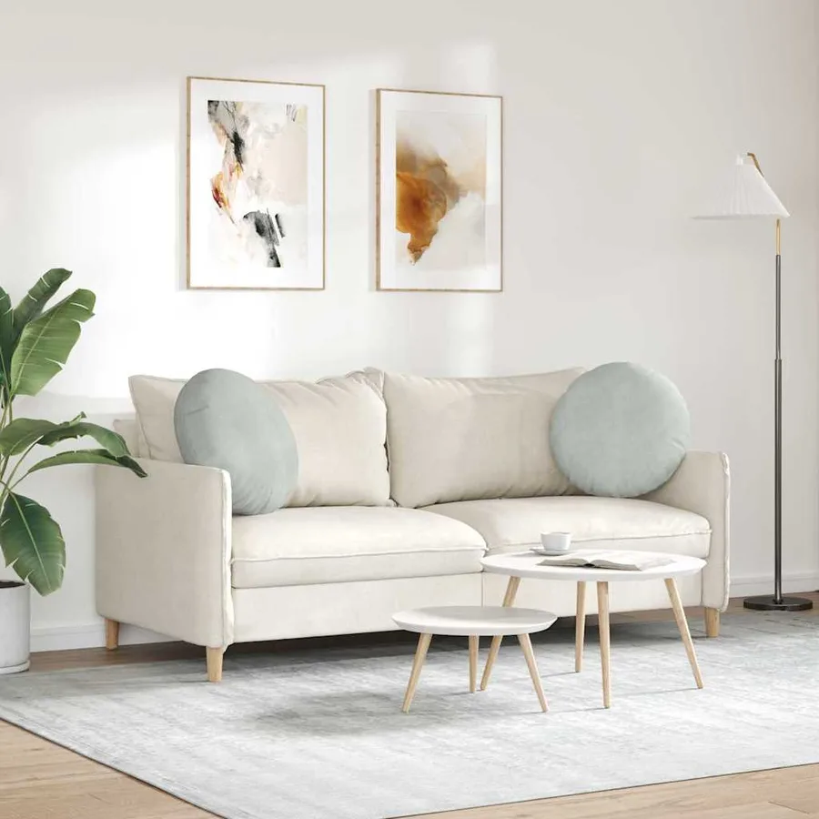Coussins de siège 2 pcs Gris clair Ø50 x 19 cm Velours - 4
