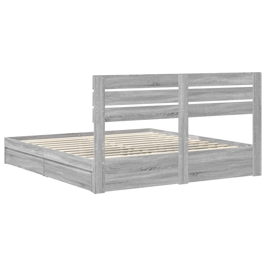 Lit de Rangement Gris Sonoma 200 x 200 cm Bois d'ingénierie - 10