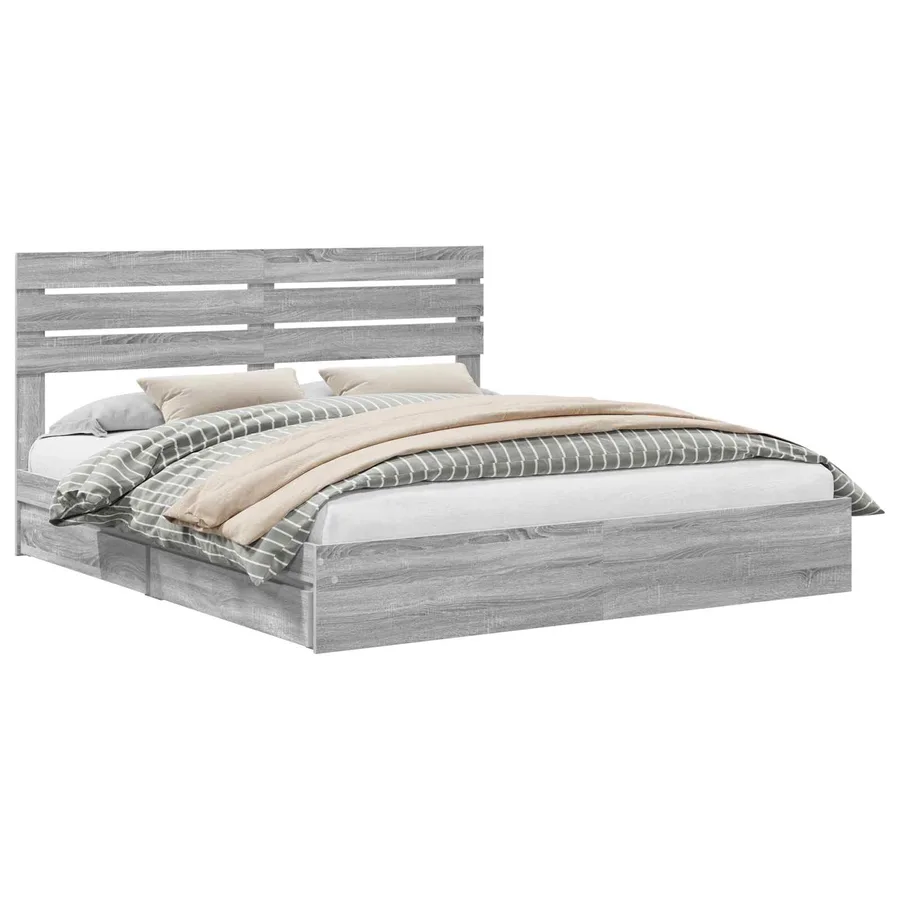 Lit de Rangement Gris Sonoma 200 x 200 cm Bois d'ingénierie - 2