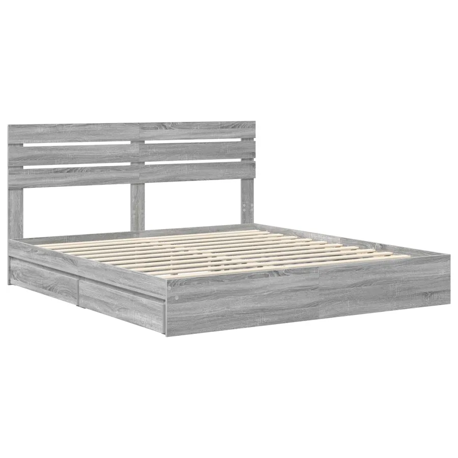 Lit de Rangement Gris Sonoma 200 x 200 cm Bois d'ingénierie - 4