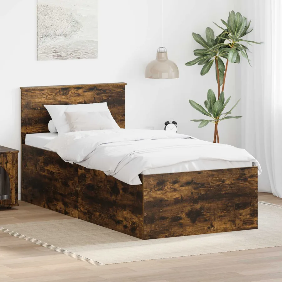 Cadre de lit Chêne fumé 120 x 200 cm Bois d'ingénierie