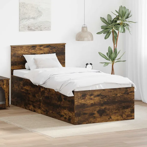 Cadre de lit Chêne fumé 120 x 200 cm Bois d'ingénierie