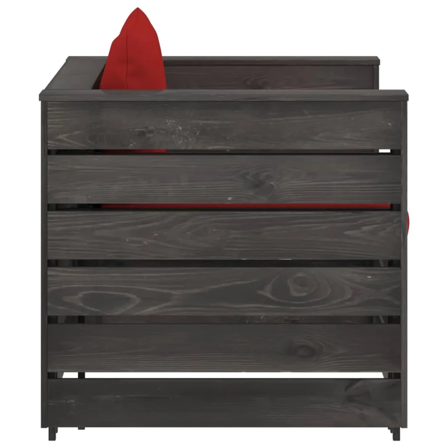 Salon de jardin 2 pcs avec coussins Bois imprégné de gris - 4