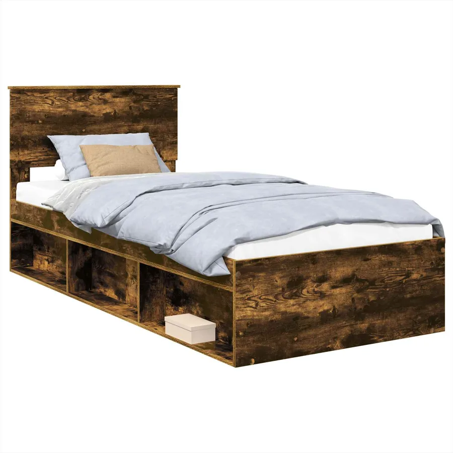 Cadre de lit Chêne fumé 100 x 200 cm Bois d'ingénierie - 2