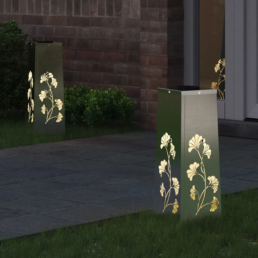 Lumière de chemin LED solaire 2 pcs Blanc chaud 18 x 18 x 50 cm - 3