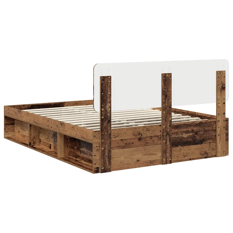 Cadre de lit Bois ancien 140 x 190 cm Pin massif - 9