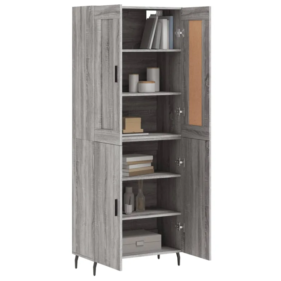 Buffet haut Sonoma gris 69,5x34x180 cm Bois d'ingénierie - 3