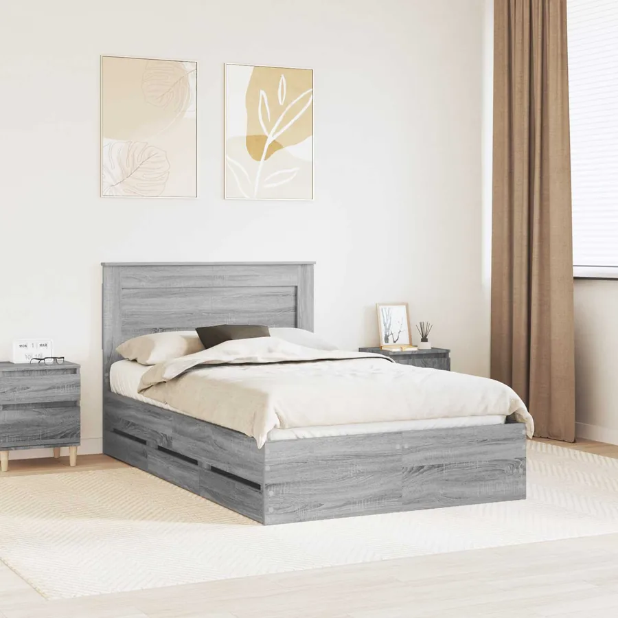 Cadre de lit Gris Sonoma 120 x 190 cm Bois Ingénierie