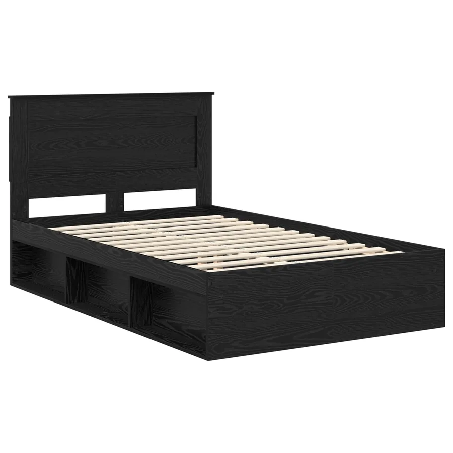 Cadre de lit avec tête de lit Noir 120 x 190 cm Pin massif - 4