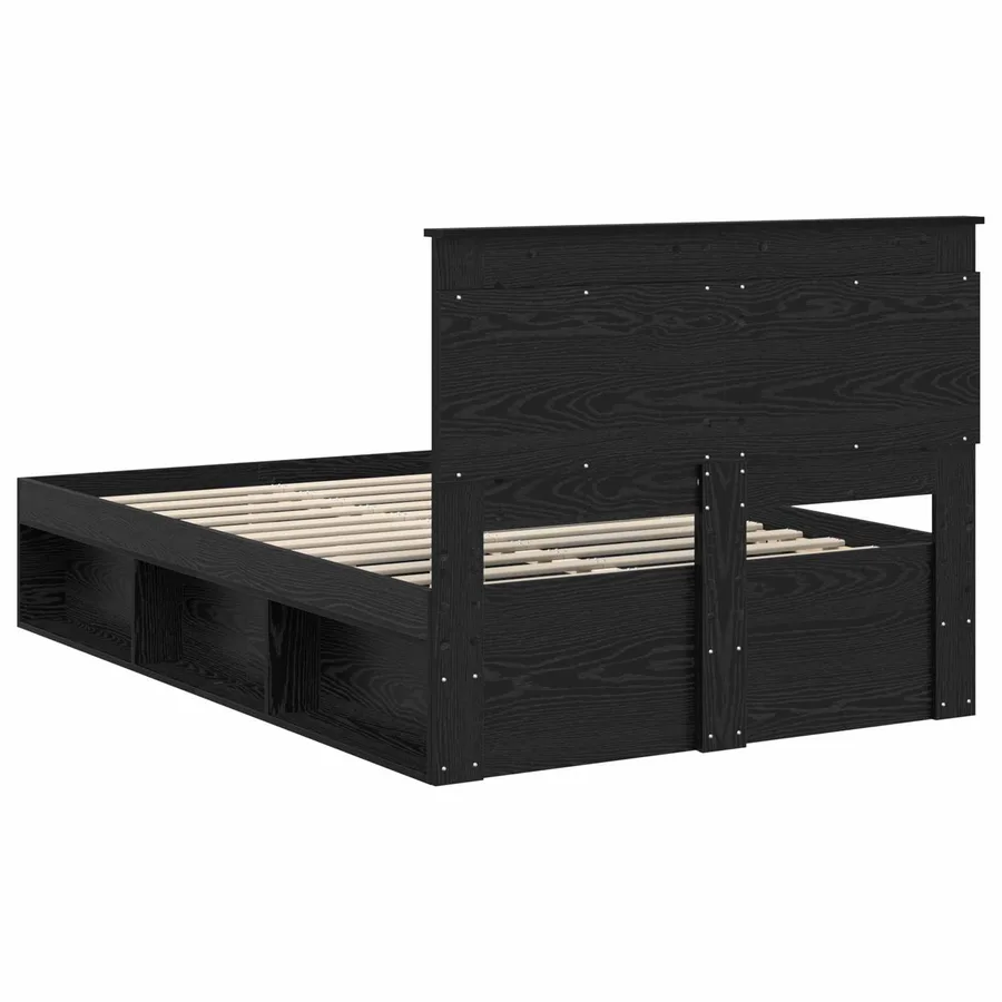 Cadre de lit avec tête de lit Noir 120 x 190 cm Pin massif - 9