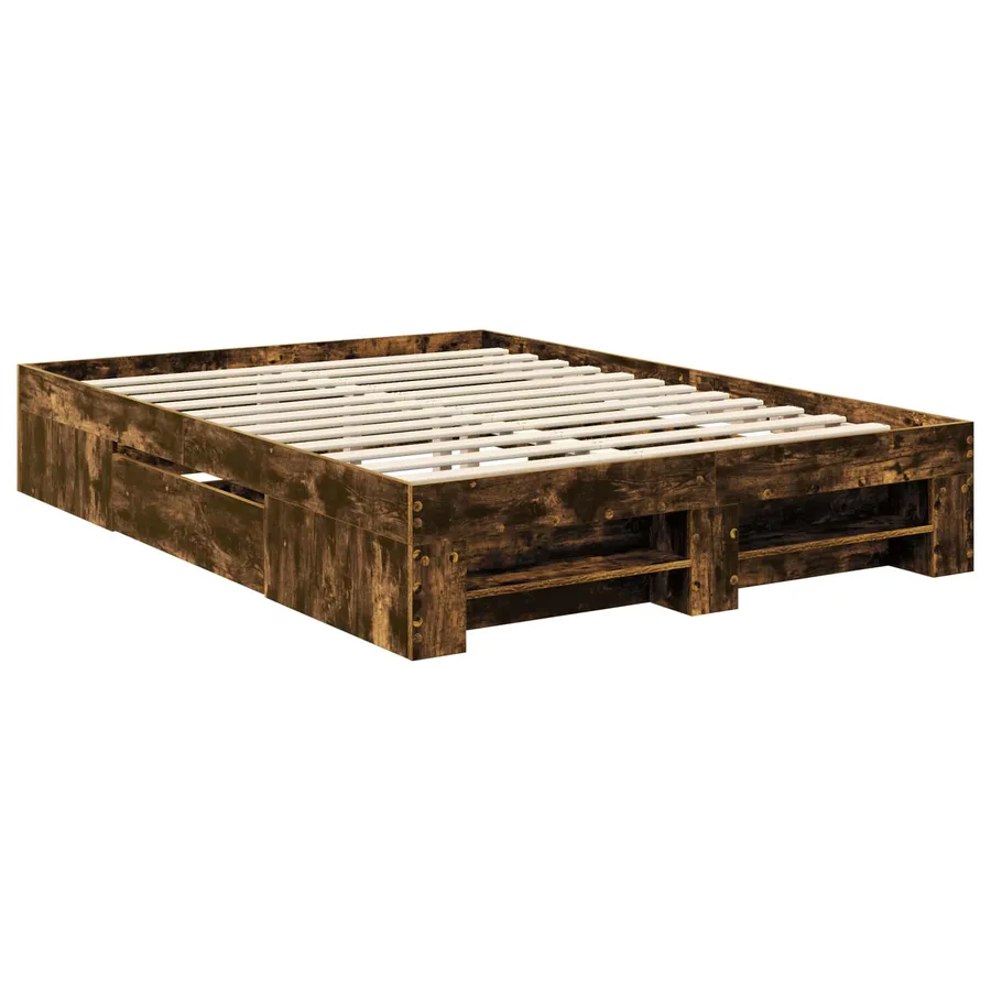 Cadre de lit Chêne fumé 160 x 200 cm Bois d'ingénierie - 6