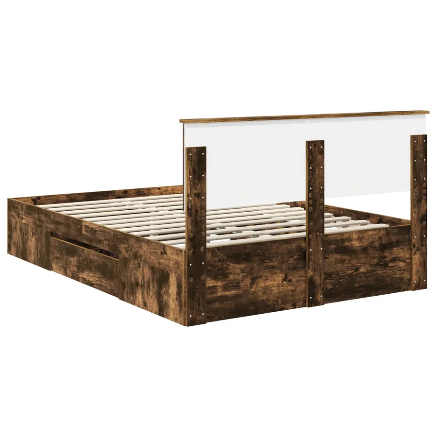 Cadre de lit Chêne fumé 160 x 200 cm Bois d'ingénierie - 8