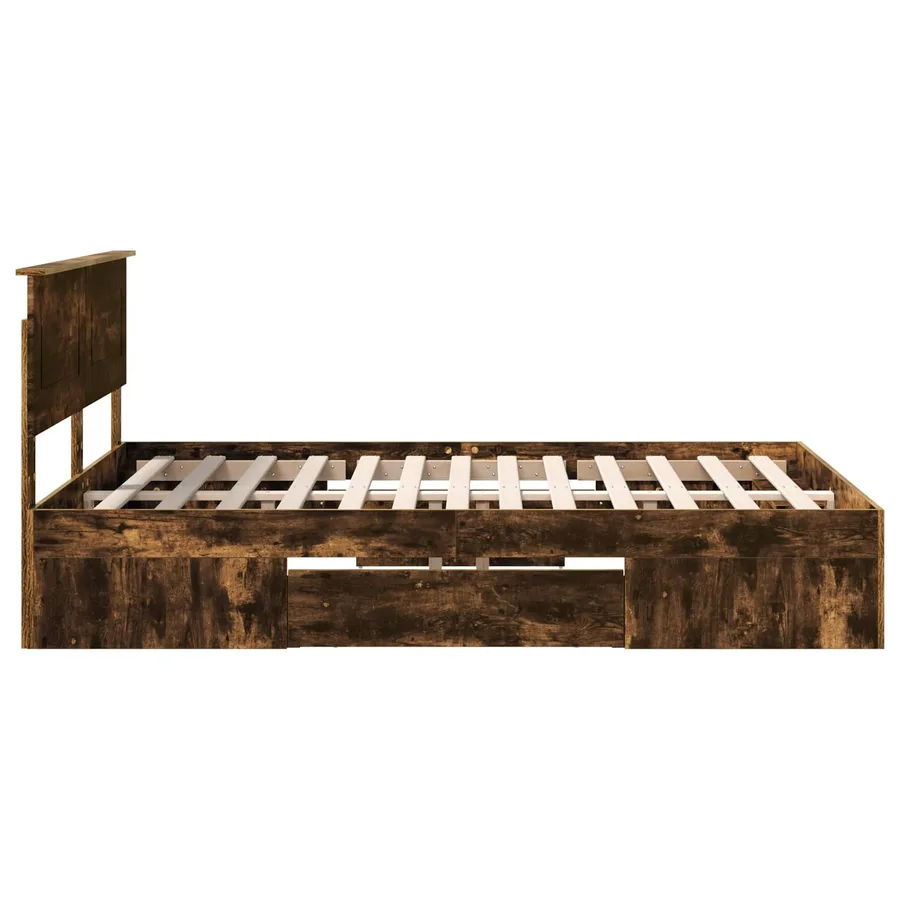 Cadre de lit Chêne fumé 160 x 200 cm Bois d'ingénierie - 9