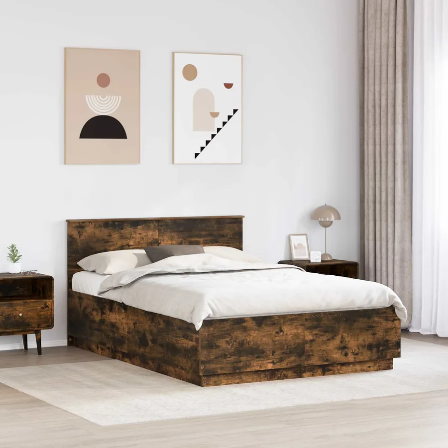 Cadre de lit Chêne fumé 160 x 200 cm Bois d'ingénierie - 3