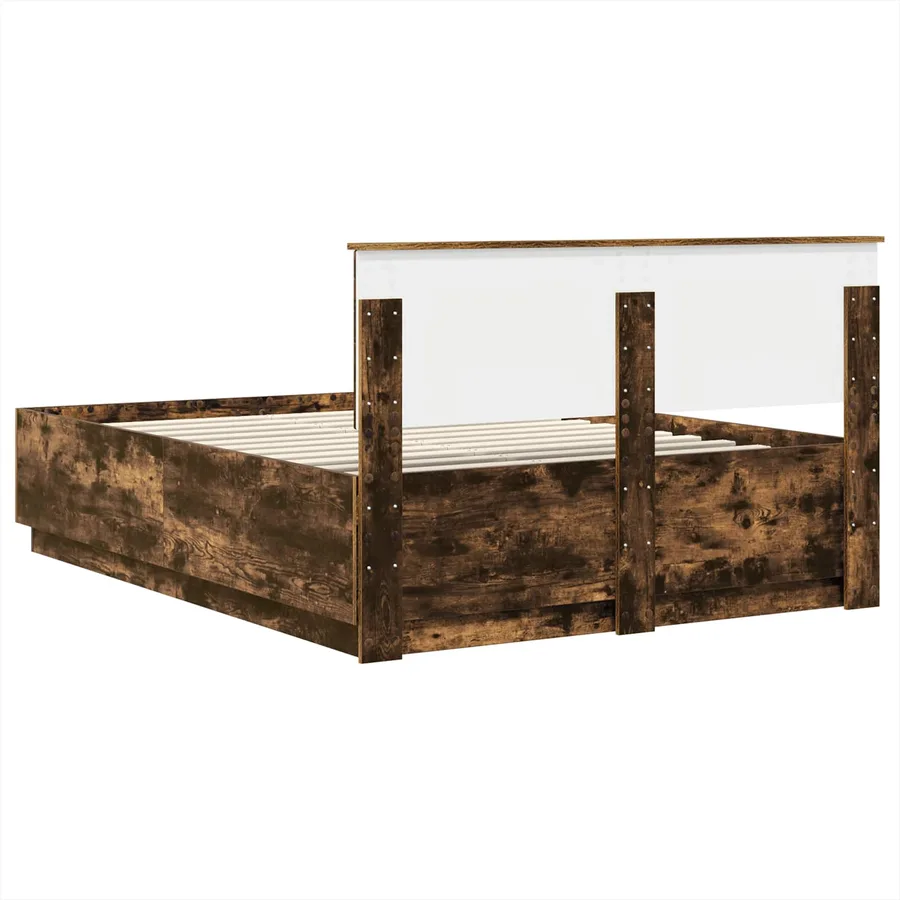 Cadre de lit Chêne fumé 160 x 200 cm Bois d'ingénierie - 9