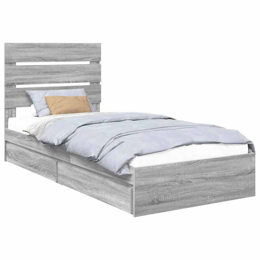 Lit de Rangement Gris Sonoma 100 x 200 cm Bois d'ingénierie - 2