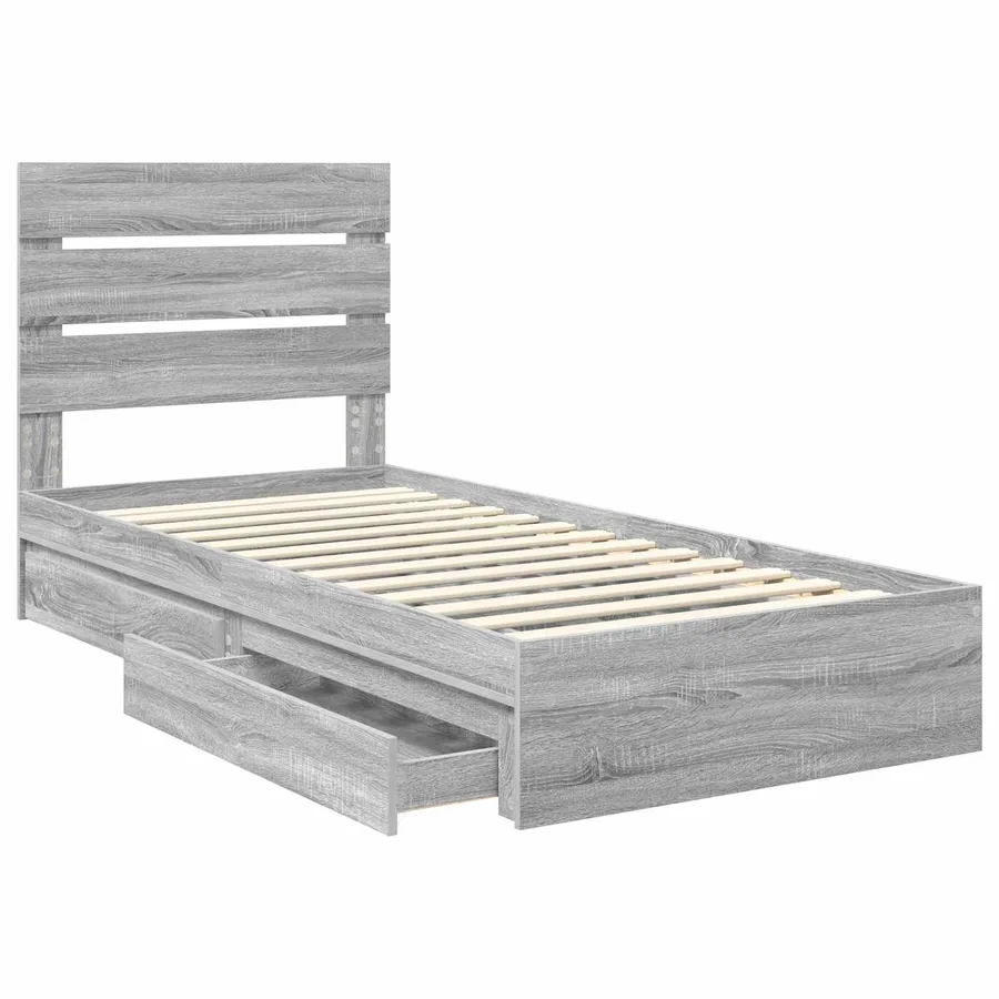 Lit de Rangement Gris Sonoma 100 x 200 cm Bois d'ingénierie - 5