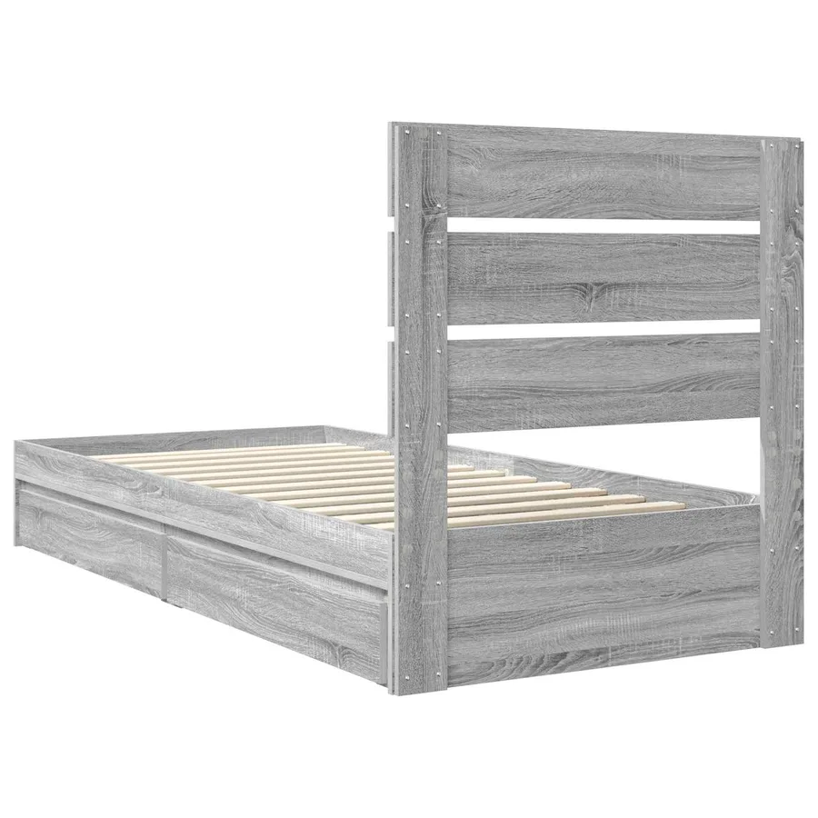 Lit de Rangement Gris Sonoma 100 x 200 cm Bois d'ingénierie - 8