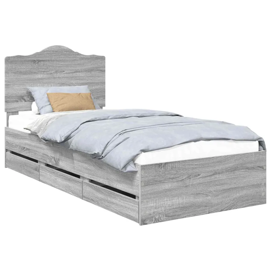Cadre de lit Gris Sonoma 75 x 190 cm Bois Ingénierie - 2