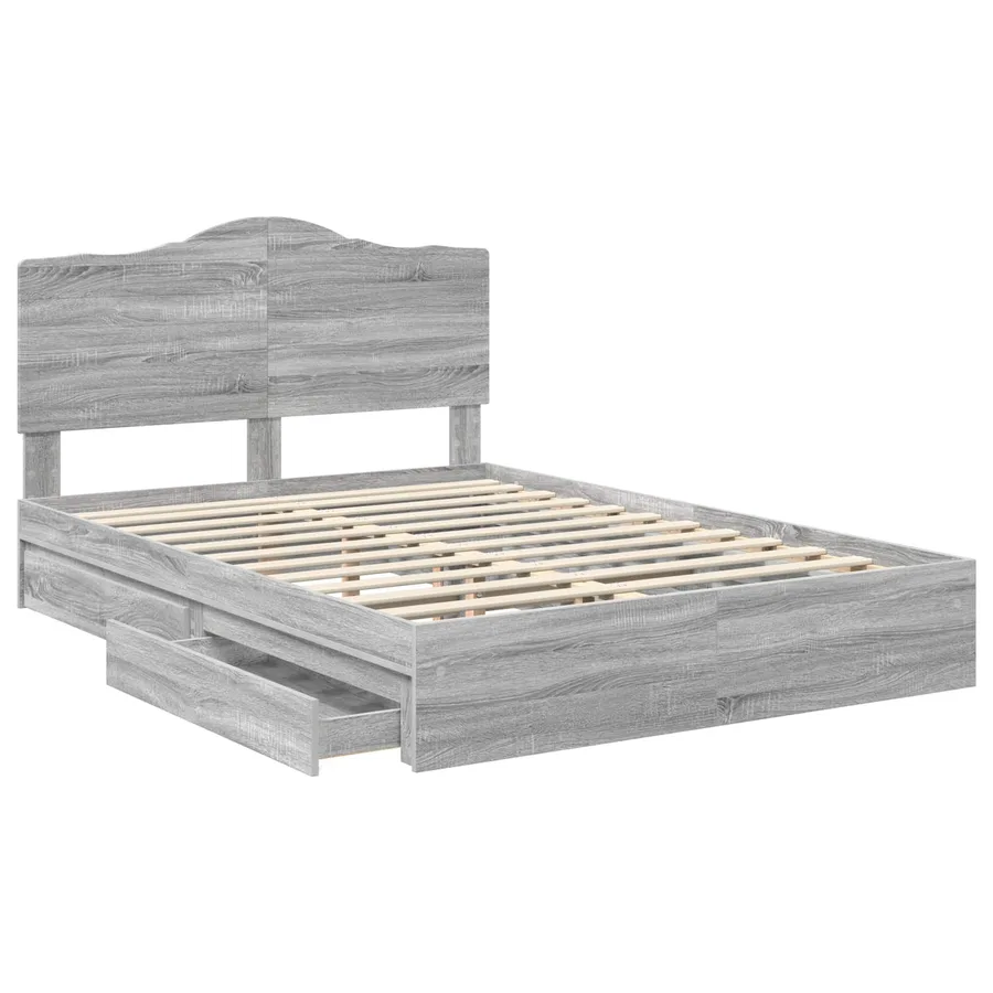 Lit de Rangement Gris Sonoma 150 x 200 cm Bois d'ingénierie - 5
