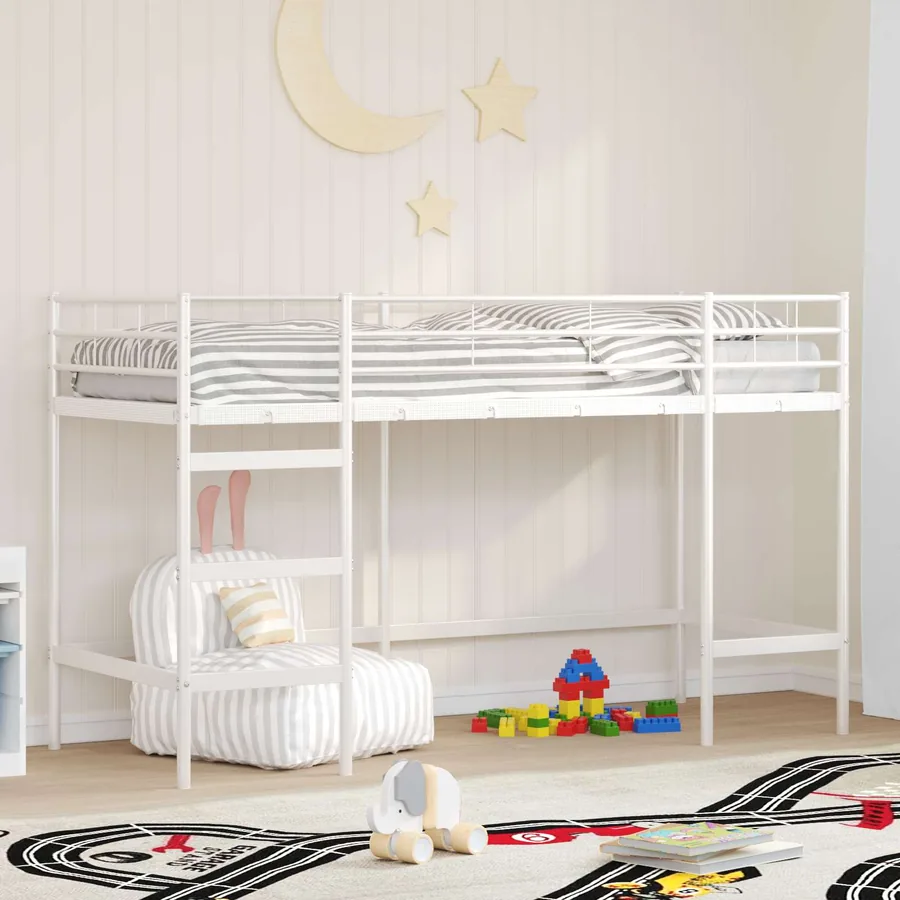 Lit mezzanine pour enfants Uni Blanc 75 x 190 cm Acier