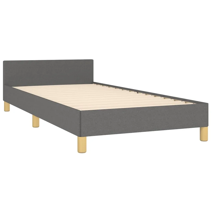 Cadre de lit sans matelas gris foncé 90x200 cm tissu - 4