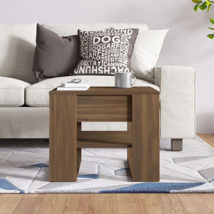 Table basse Chêne marron 55,5x55x45 cm Bois d'ingénierie - 5