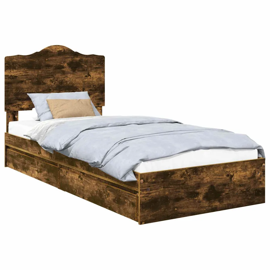 Lit de Rangement Chêne fumé 70 x 190 cm Bois d'ingénierie - 2