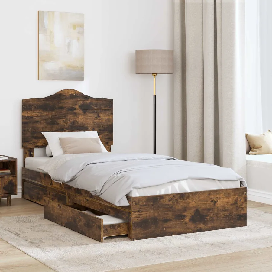Lit de Rangement Chêne fumé 70 x 190 cm Bois d'ingénierie - 3