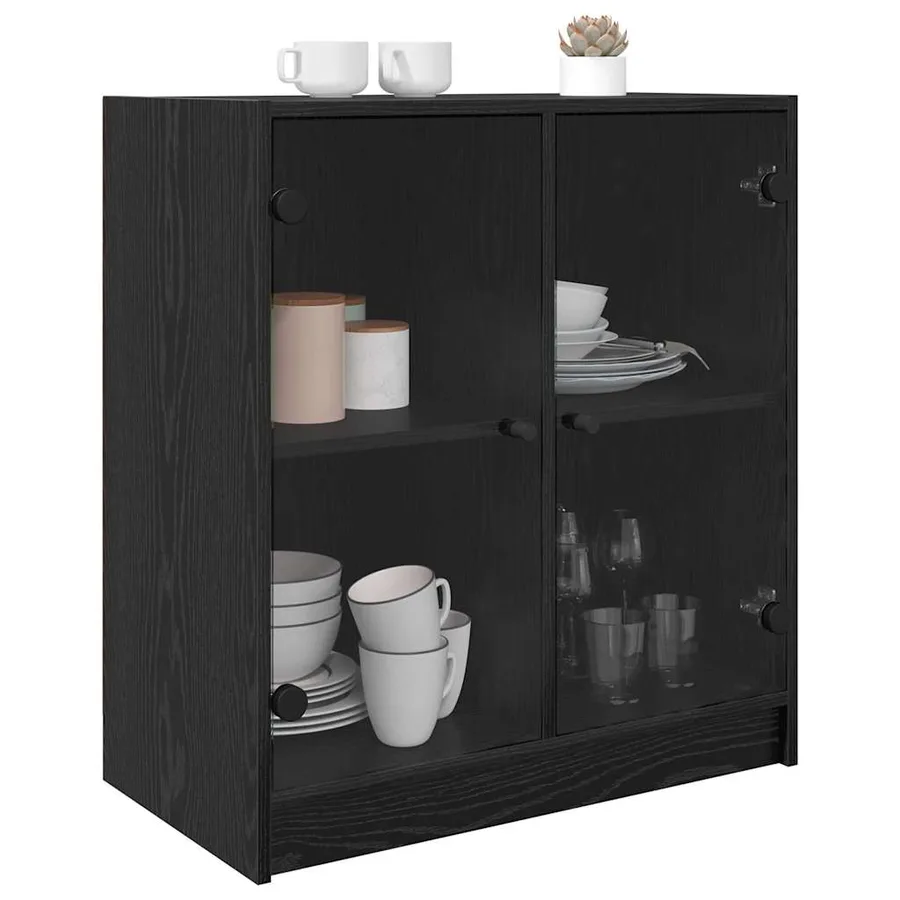 Meuble d'appoint Chêne noir 68 x 37 x 75,5 cm Bois d'ingénierie - 3