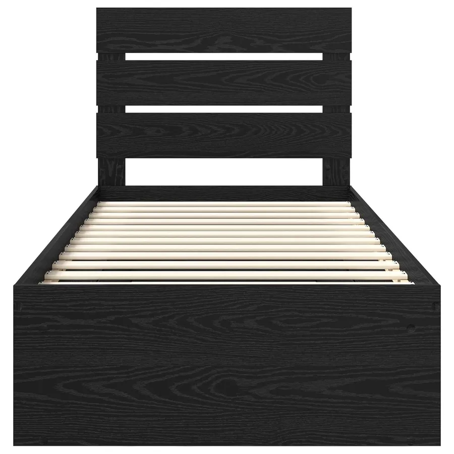 Cadre de lit Noir 100 x 200 cm Bois de pin massif - 7