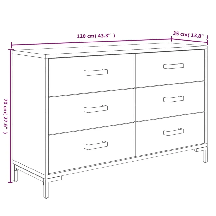 Buffet Marron 110x35x70 cm Bois de pin massif - 7