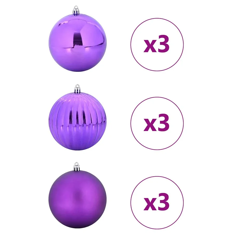 Ensemble de Boules de Noël XL 9 pcs Lilas Ø 15 cm Plastique LED - 3