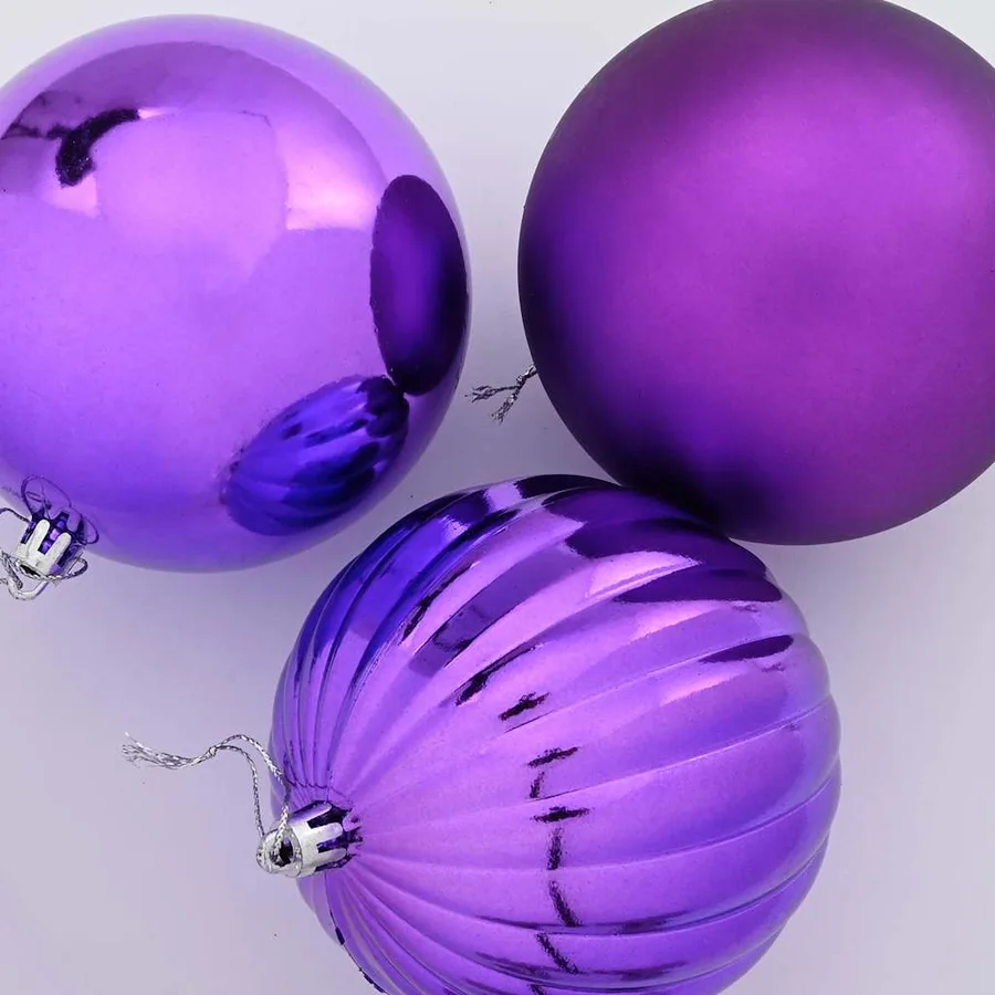 Ensemble de Boules de Noël XL 9 pcs Lilas Ø 15 cm Plastique LED - 4