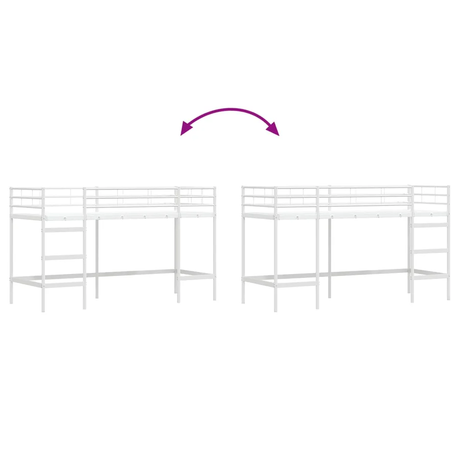 Lit mezzanine pour enfants Uni Blanc 100 x 190 cm Acier - 9