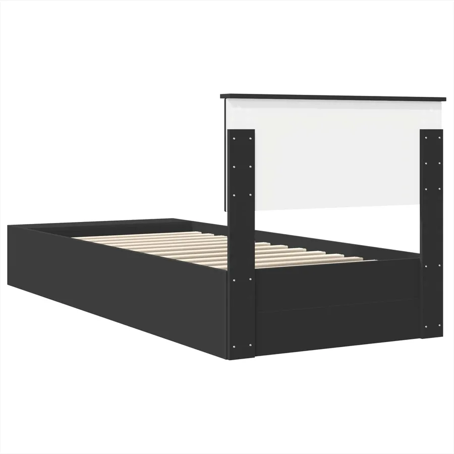 Cadre de lit avec étagère Noir 100 x 200 cm Bois d'ingénierie - 9