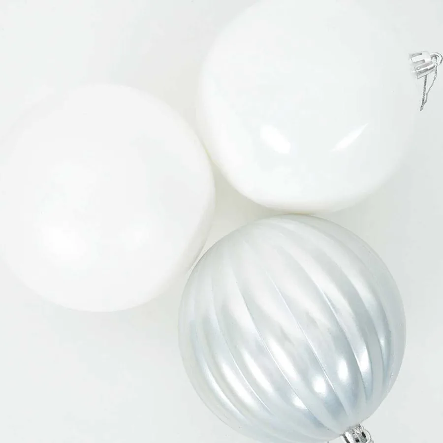 Set de Boules de Noël XXL 4 pcs Blanc Ø 20 cm Plastique LED - 4