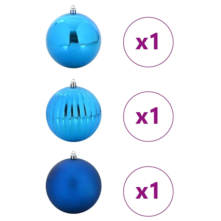 Ensemble de Boules de Noël XXL 3 pcs Bleu Ø 25 cm Plastique LED - 3
