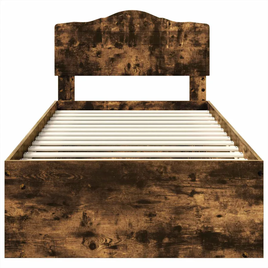Cadre de lit Chêne fumé 90 x 190 cm Bois de pin massif - 7