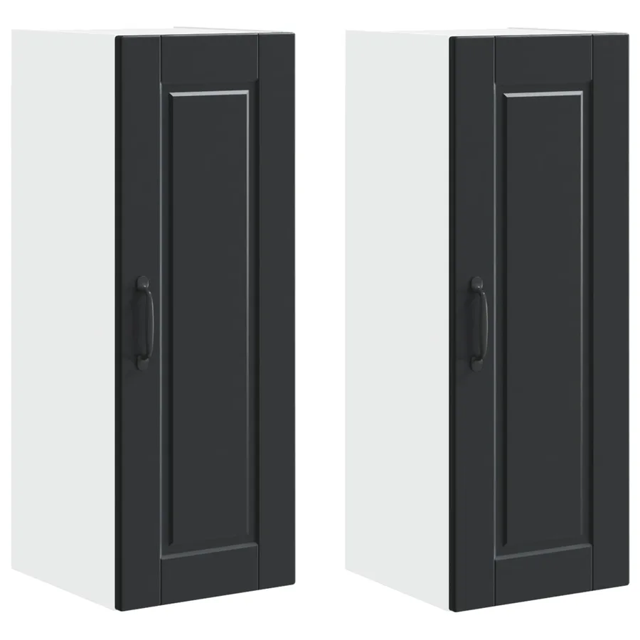 Meuble mural PORTO 2 pcs Noir 30 x 31 x 80 cm Bois d'ingénierie - 2