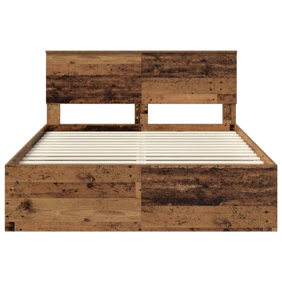 Cadre de lit Bois ancien 140 x 200 cm Pin massif - 7