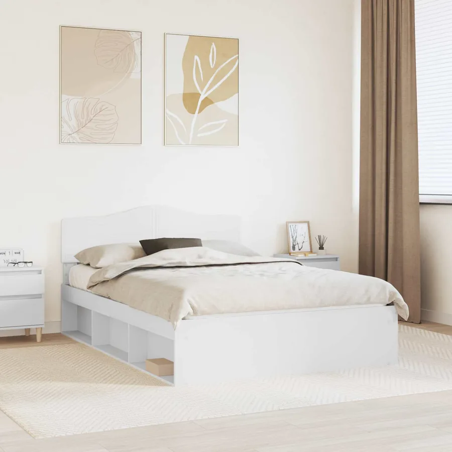 Cadre de lit Blanc 140 x 190 cm Bois de pin massif