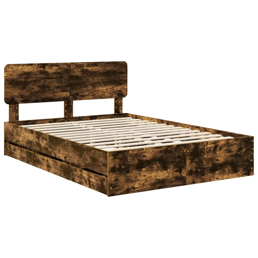 Cadre de lit Chêne Fumé 140 x 200 cm Bois d’ingénierie - 4