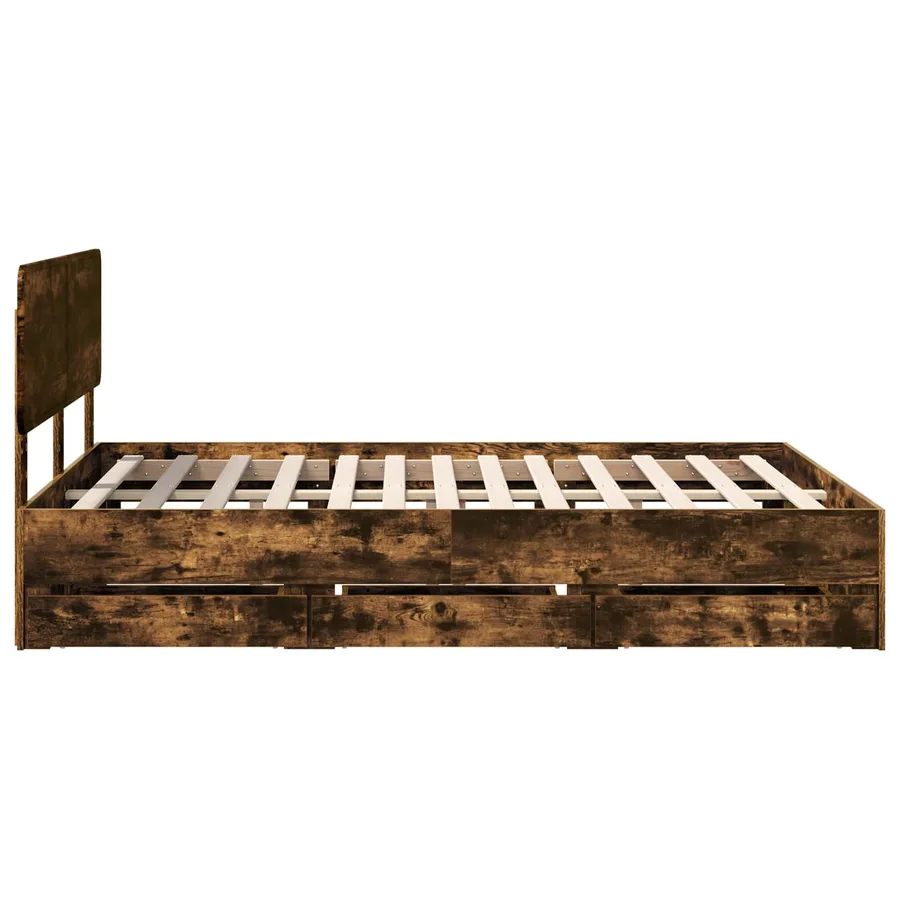 Cadre de lit Chêne Fumé 140 x 200 cm Bois d’ingénierie - 9