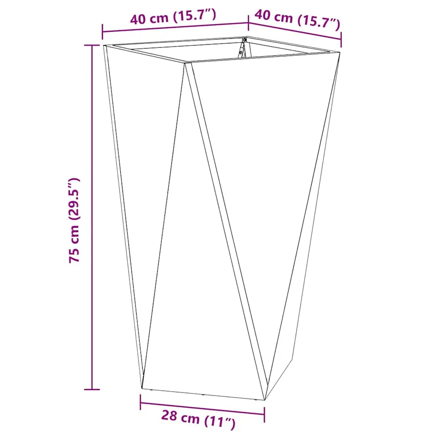 Jardinière 2 pc Vert olive 40 x 40 x 75 cm Acier - 11