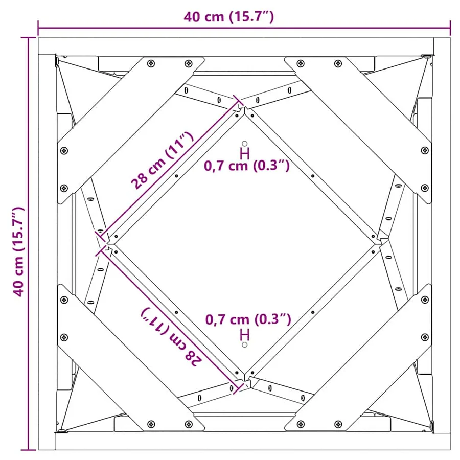 Jardinière 2 pc Vert olive 40 x 40 x 75 cm Acier - 12
